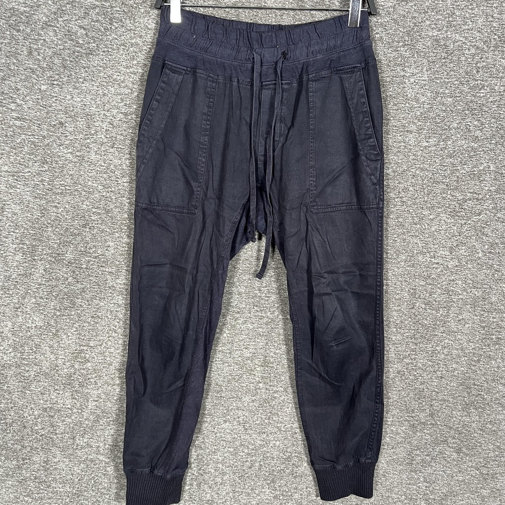 James Perse Jogger Pants Womens‎ 1 Navy Elastic Waist Tapered Cuffed WHVJ6377